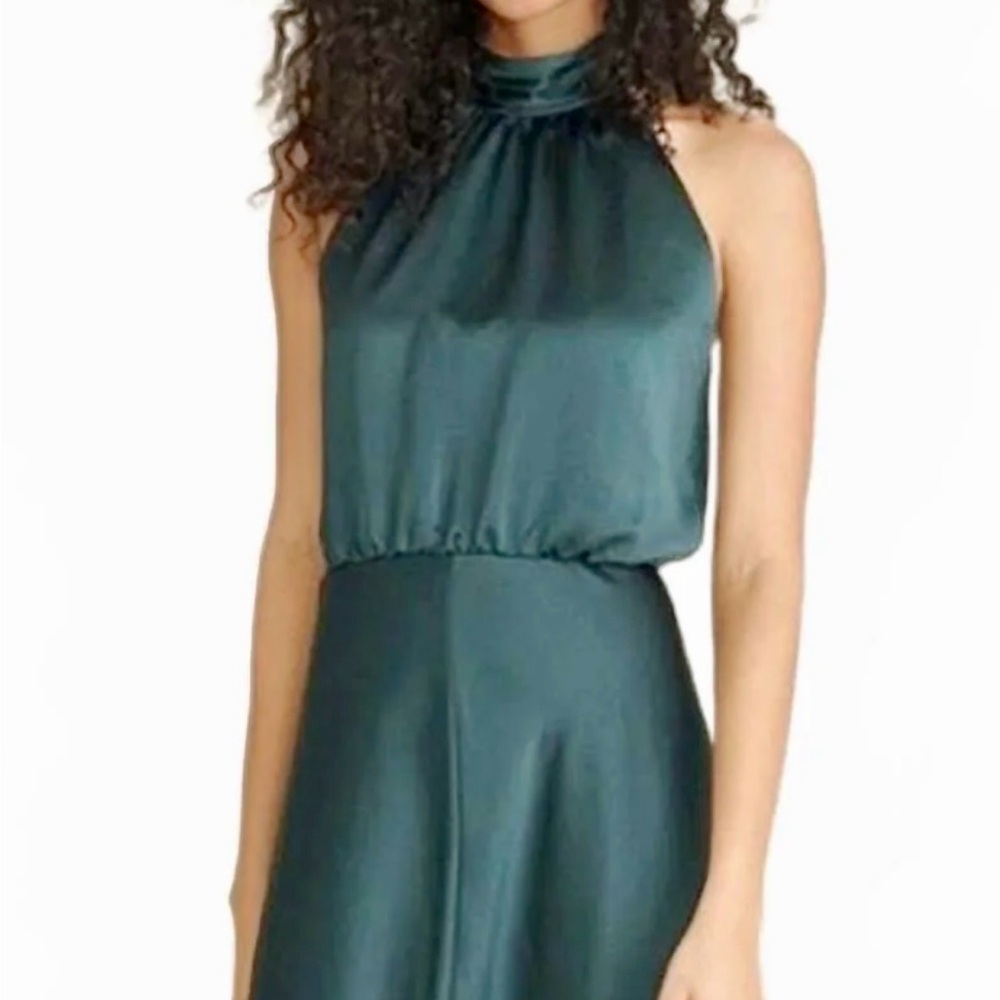 Veronica Beard Gwynie Halter Dress in Emerald Green